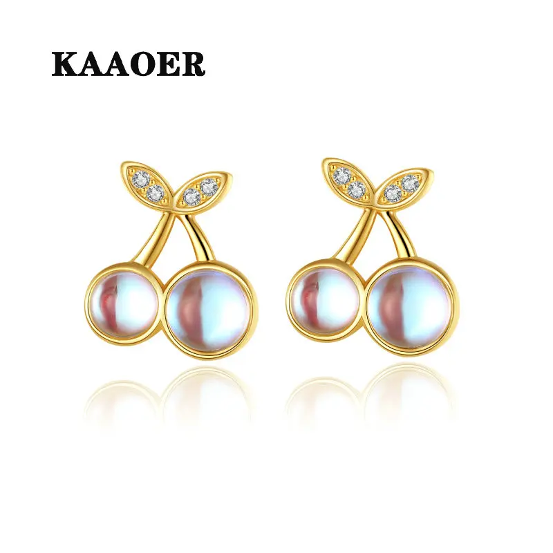 

KAAOER 2022 NEW 100% S925 New cherry girl lovely simple earring retro Korean earring lovers anniversary gift wholesale