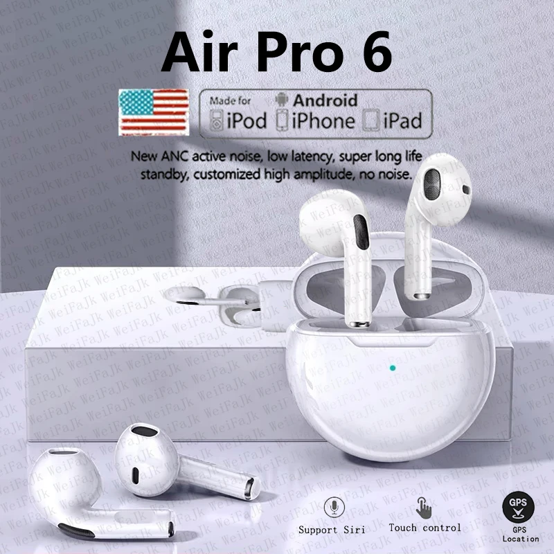 

Original Air Pro 6 TWS True Wireless Bluetooth Earphones In-Ear Earbuds With Mic Pods Gaming Headset For Apple iPhone Headphones