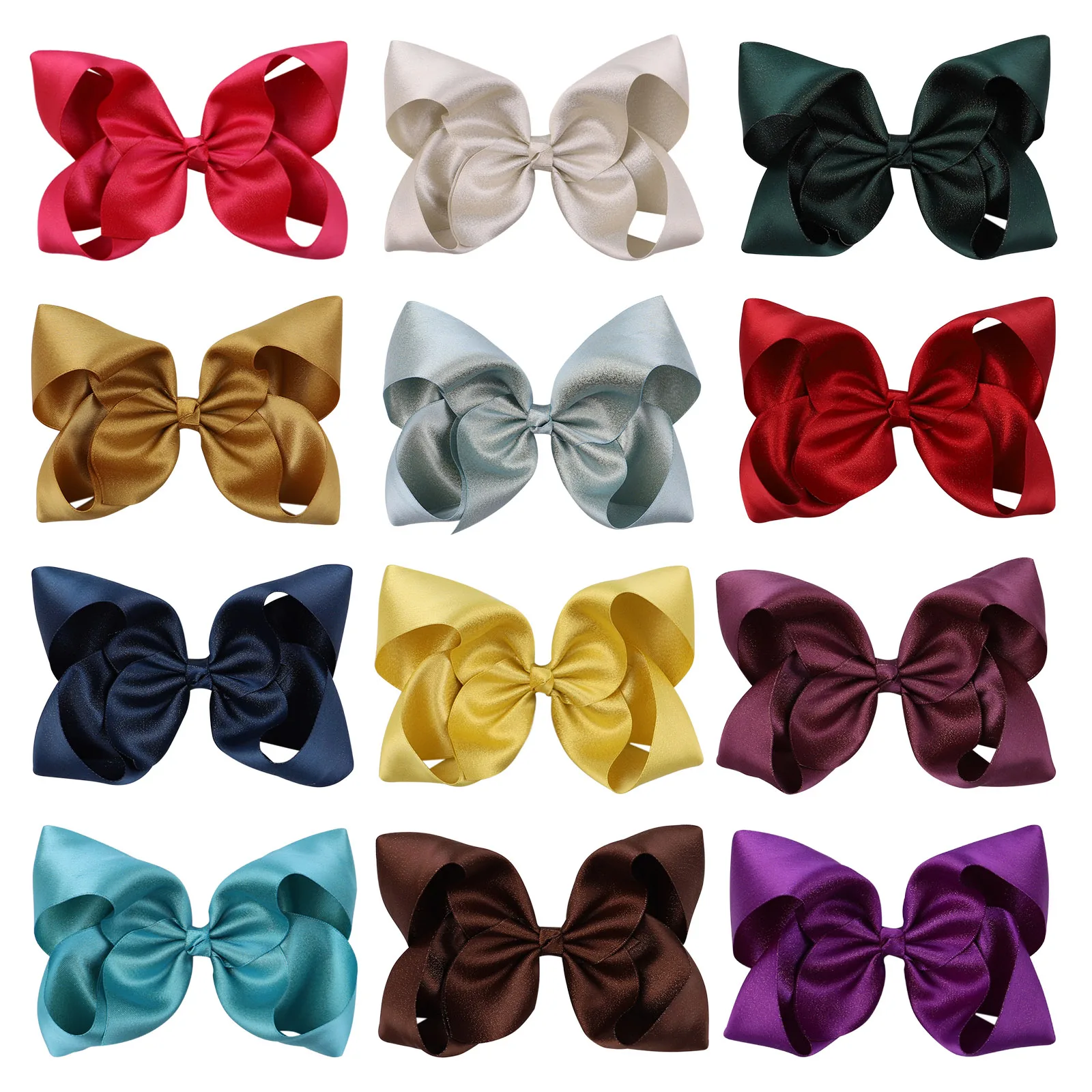 

6 inches Colorful Ribbon Bows Hair Clips For Cute Girls Handmade Hairpins Boutique Barrettes Headwear Kids Hair Accessories Gift
