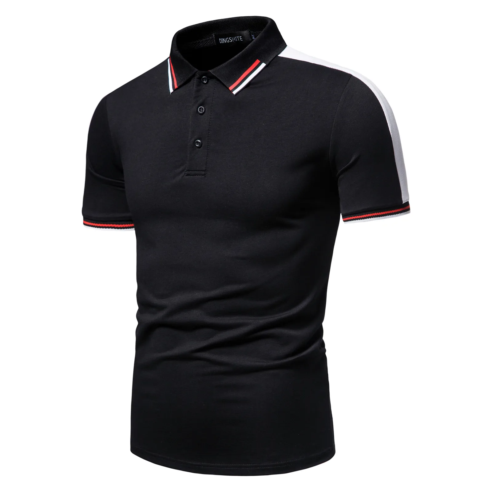 

LUHAODS Cotton Men Striped Trim Polo Shirt 260g Comfort Stretch T-Shirt