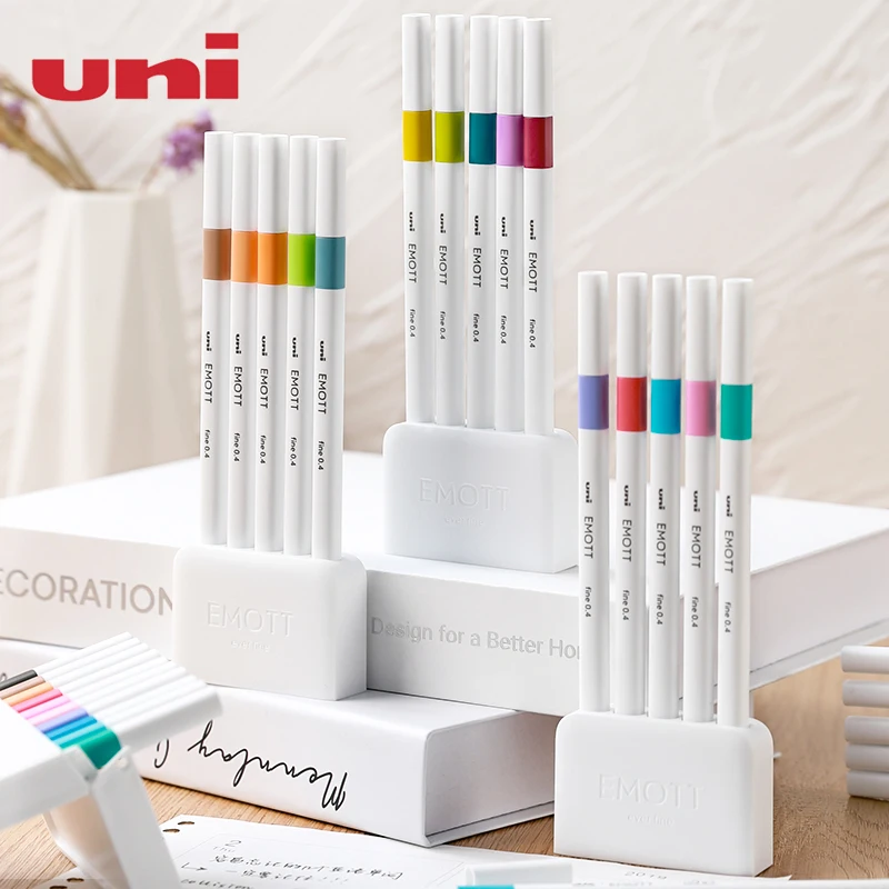 UNI5/10 Colorset  Double Headed Fiber Pen PEM-SY EMOTT Water-based  Hand-painted Hook Hook Line Pen Art Drawing Hand Account Pen