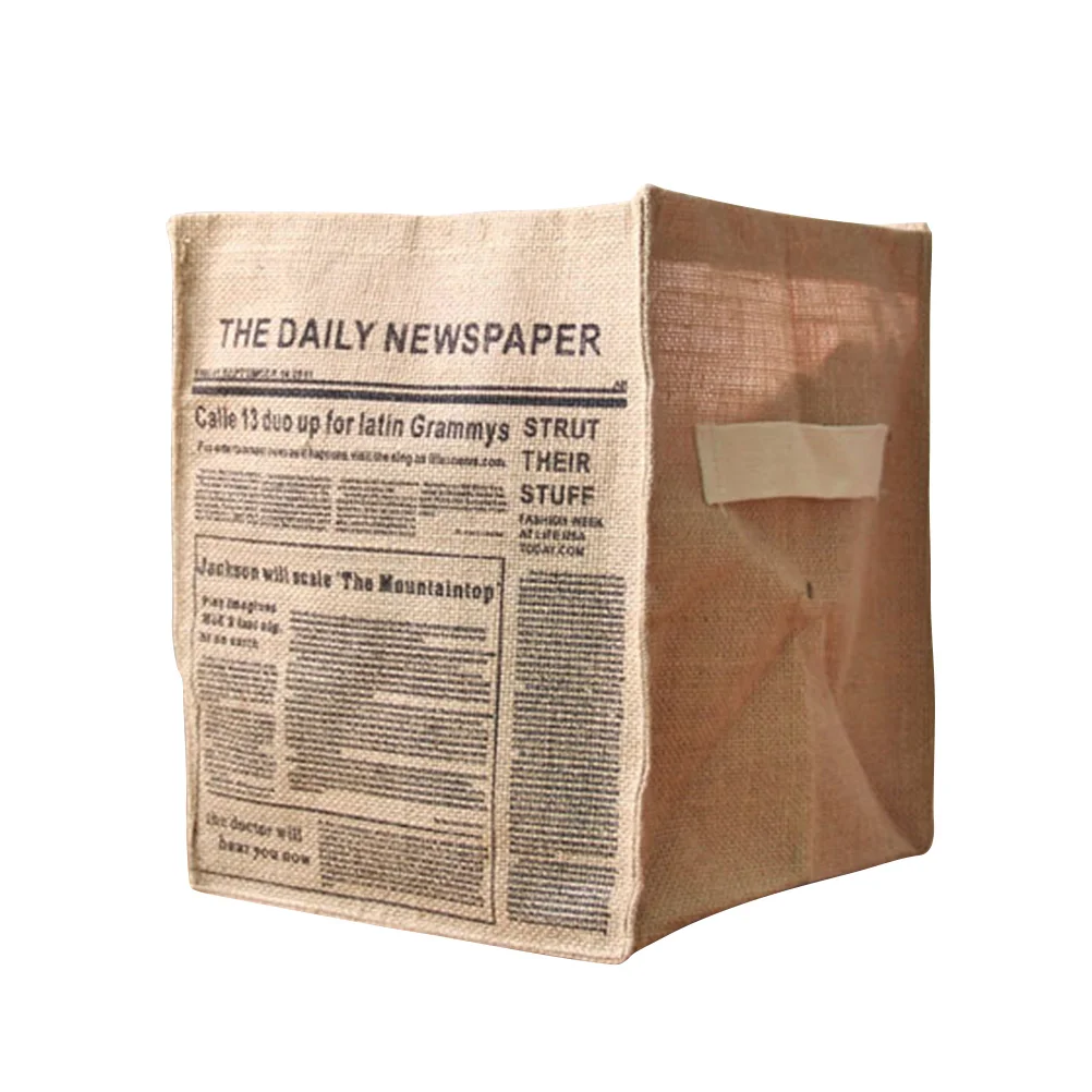 

1 pc Storage Box Foldable Jute Laundry Clothing Storage Basket Sundries Organizer for Dorm Home