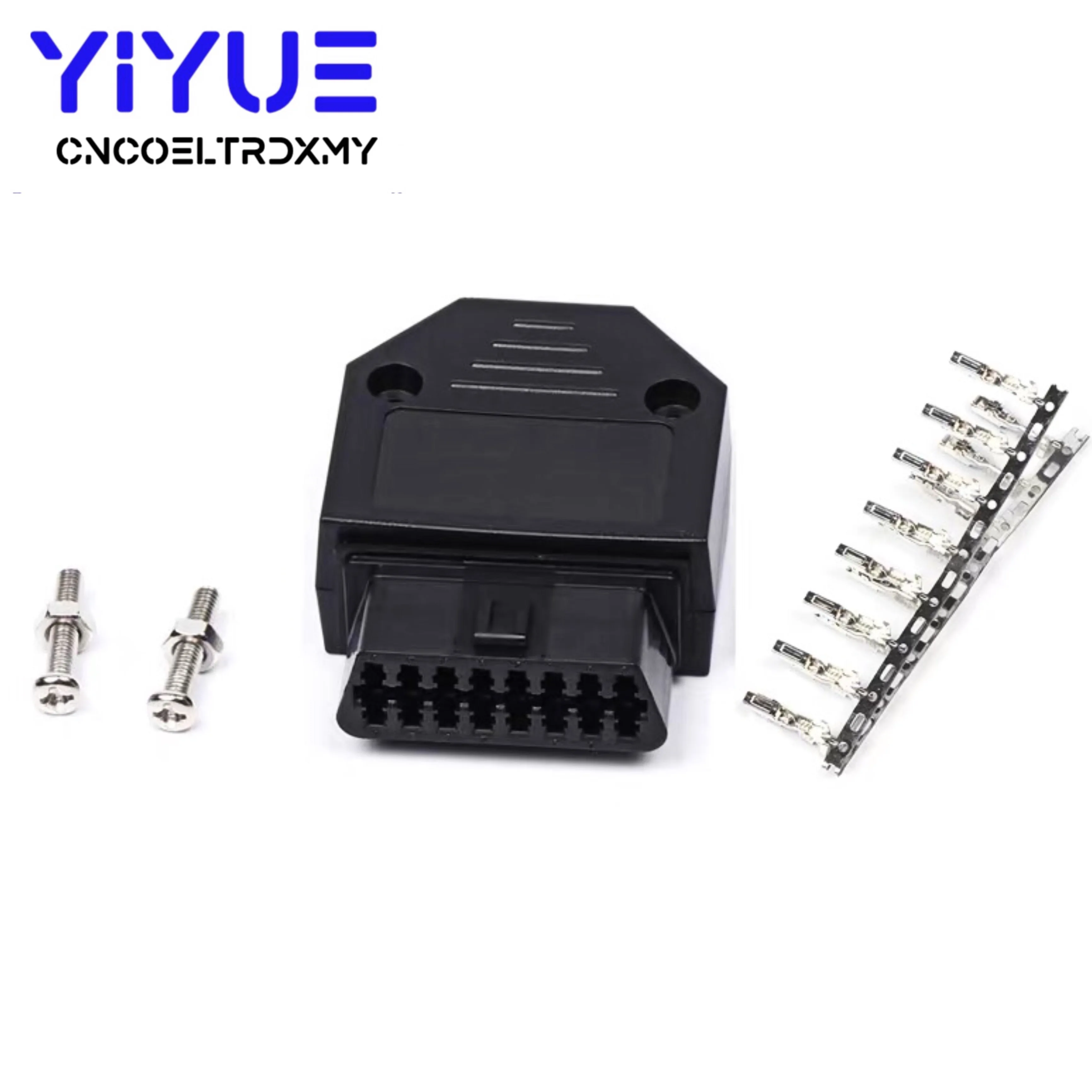 16-контактный разъем OBD2, универсальный гнездовой разъем OBDII + гнездовой штекер + Клеммы + винтовой адаптер, набор диагностических интерфейсов