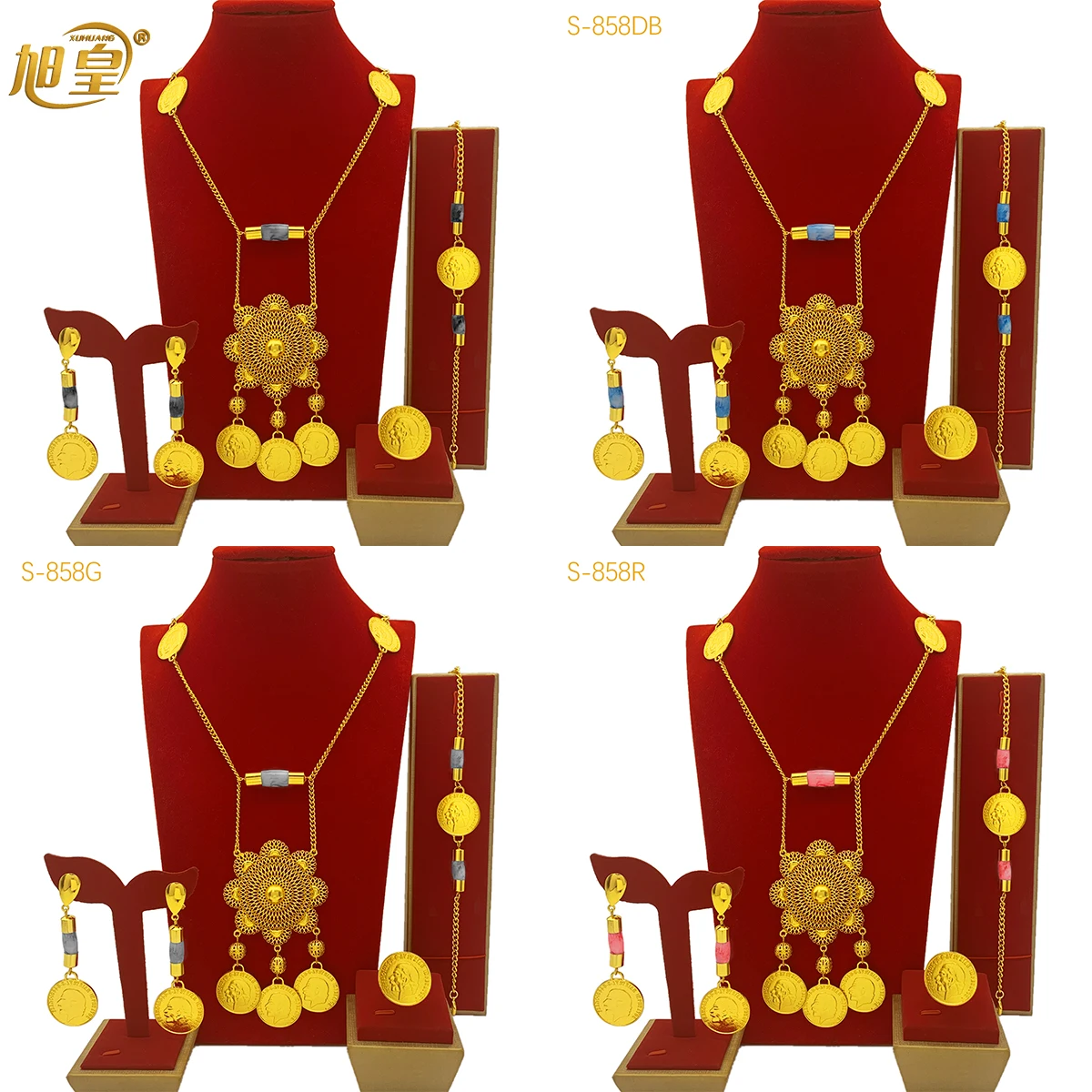 Роскошные комплекты ожерелья с подвесками в виде монет Дубая для женщин