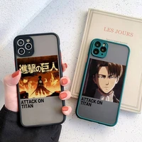 attack on titan anime phone case black green color matte transparent for iphone 13 12 mini 11 pro x xr xs max 7 8 plus