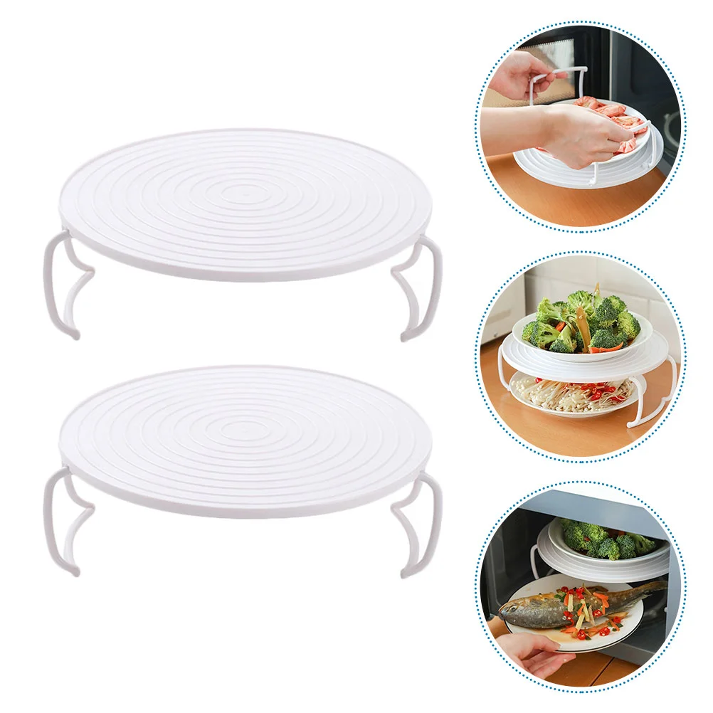 

2 Pcs Steam Rack Collapsible Colander Strainer Microwave Rack Microgreens Tray Shelf Bacon Round Steam Tray