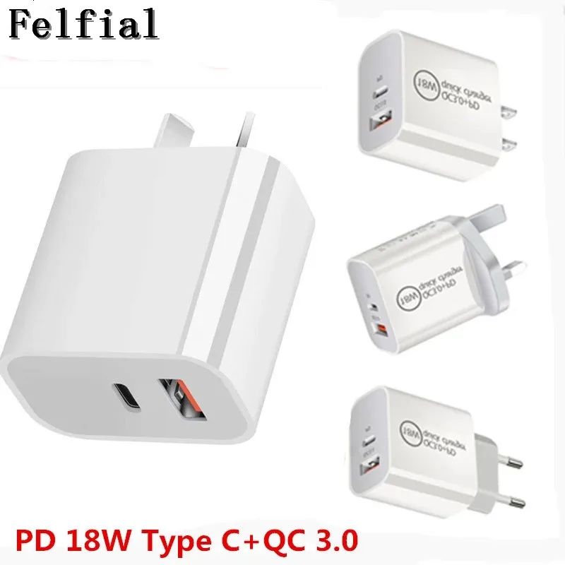 

NEW 18W PD USB Type C Wall Charger Travel Power Adapter Quick Fast QC 3.0 Charger AU/US/EU/UK Plug For iPhone for Samsung