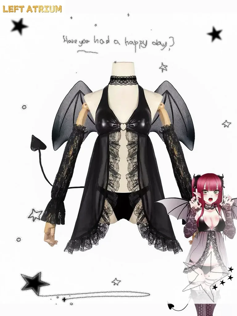 Фото Костюм для косплея Марин Китагава из My Dress Up Darling, образ Суккуба/Маленького Дьявола, полный комплект для Хэллоуина, милый и сексуальный сценический наряд №2