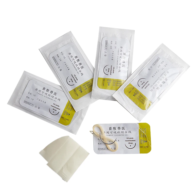 1 м Абсорбирующая нить для швов ветеринарный белок игла из нержавеющей стали