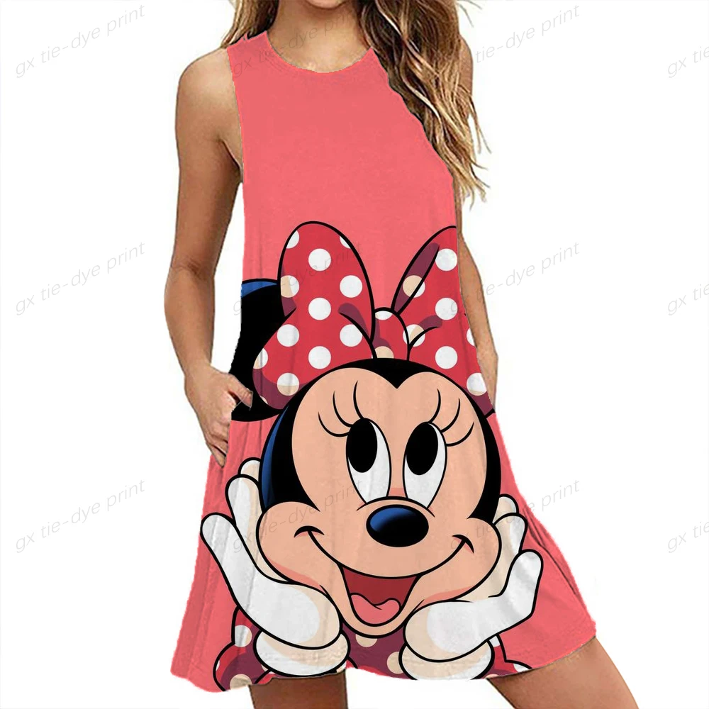 

Женское летнее Мини-Платье с принтом Минни и Микки Маус