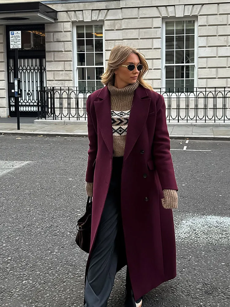 Красное твидовое шерстяное пальто из ангоры с лацканами