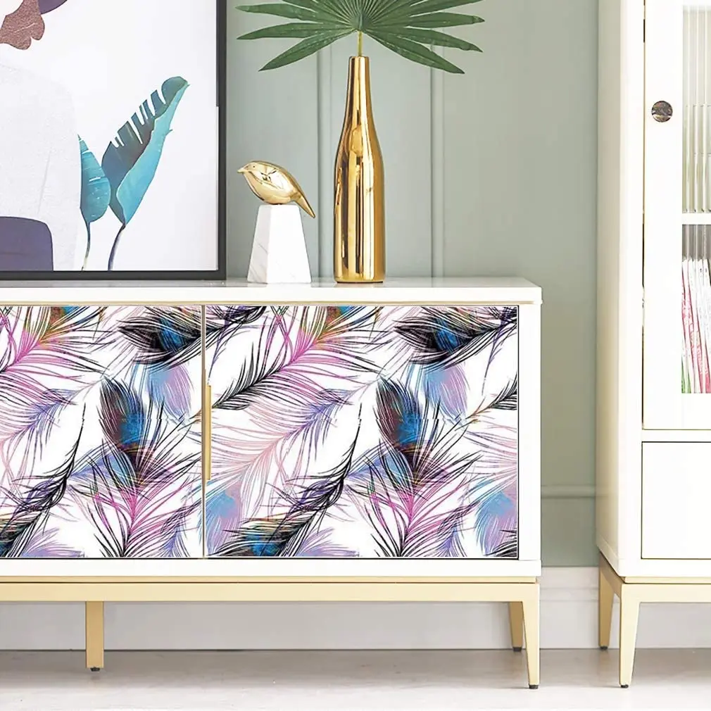 

Feather Peel and Stick Wallpaper Feather Pattern Contact Paper Self Adhesive Vinyl Film Wallpaper for Bedroom Walls