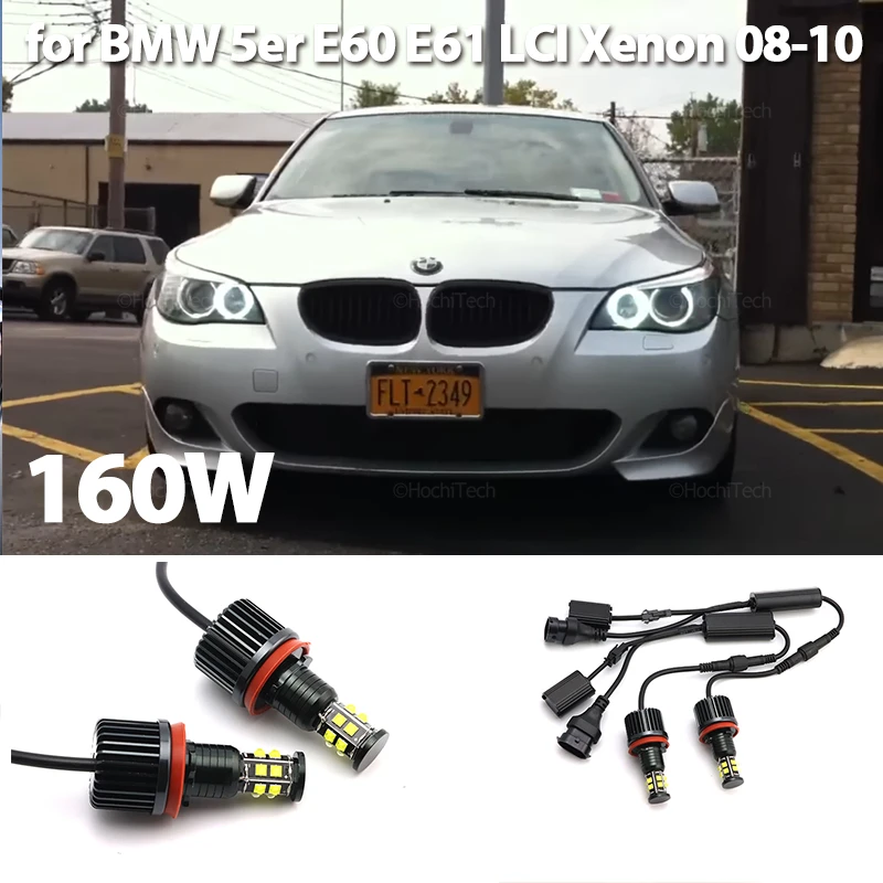 

Кольцесветильник лампа Angel Eyes, 6000 К, белая, для BMW 5 серии E60 E61 LCI, 2008-2010, 160 Вт, 6000 К