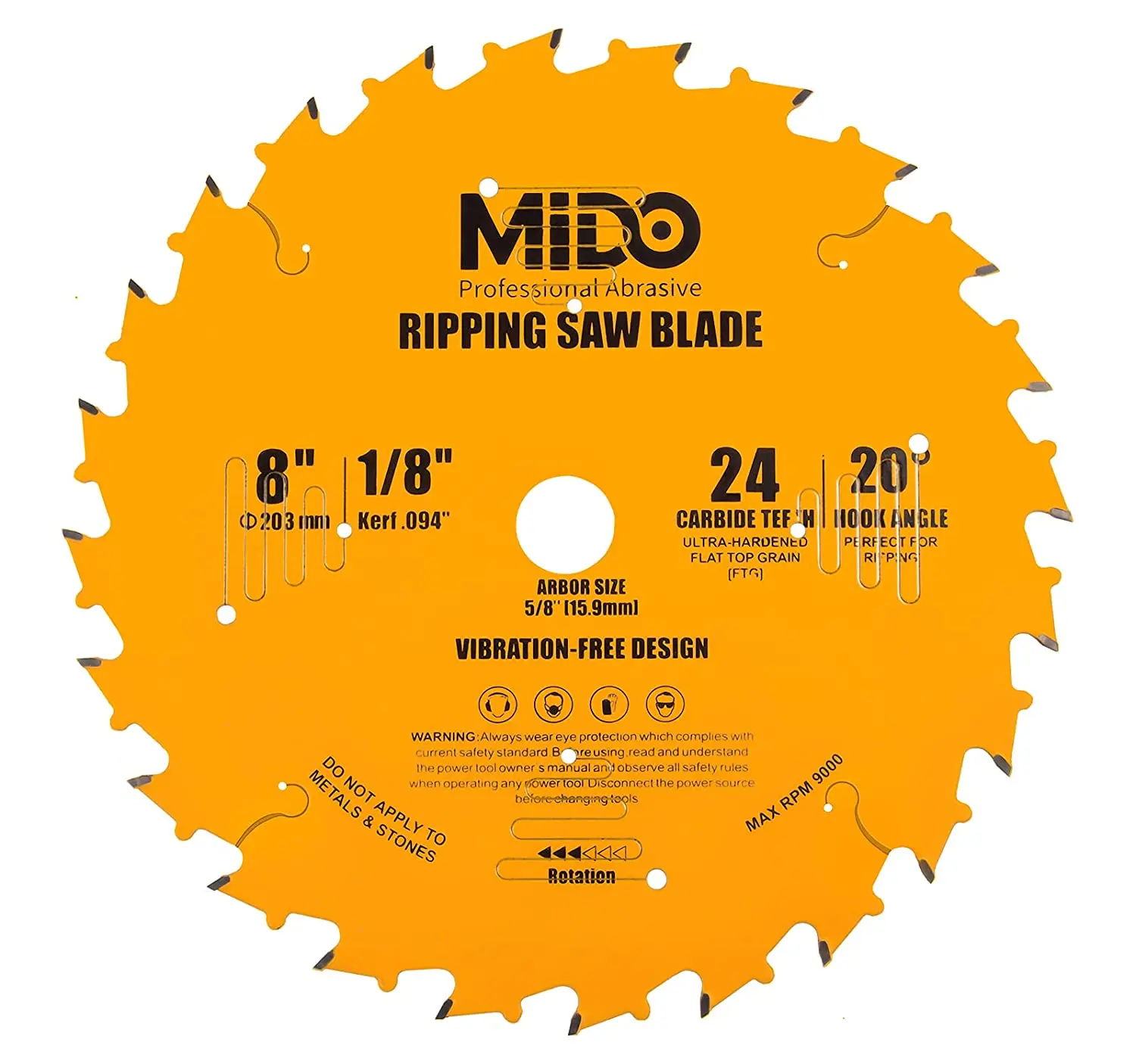 

SATC Professional Abrasive 8 Inch 24-Teeth Ripping Tico Carbide Cutting Saw Blades for Table/Miter/Track