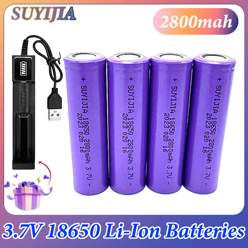

Литий-ионный аккумулятор 3,7 в, 2800 мАч, 18650, литий-ионные перезаряжаемые батареи, аккумулятор для БПЛА, светодиодный фонарик, налобный фонарь, зарядное устройство USB бесплатно