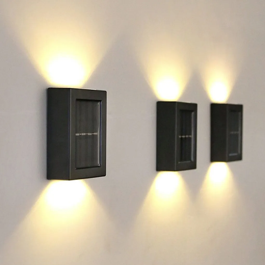 

2 Pieces Solar Wall Light Powerful Brightness Lamp Wall-mounted Walkway Lighting Tool Garden Backyard Warm Light