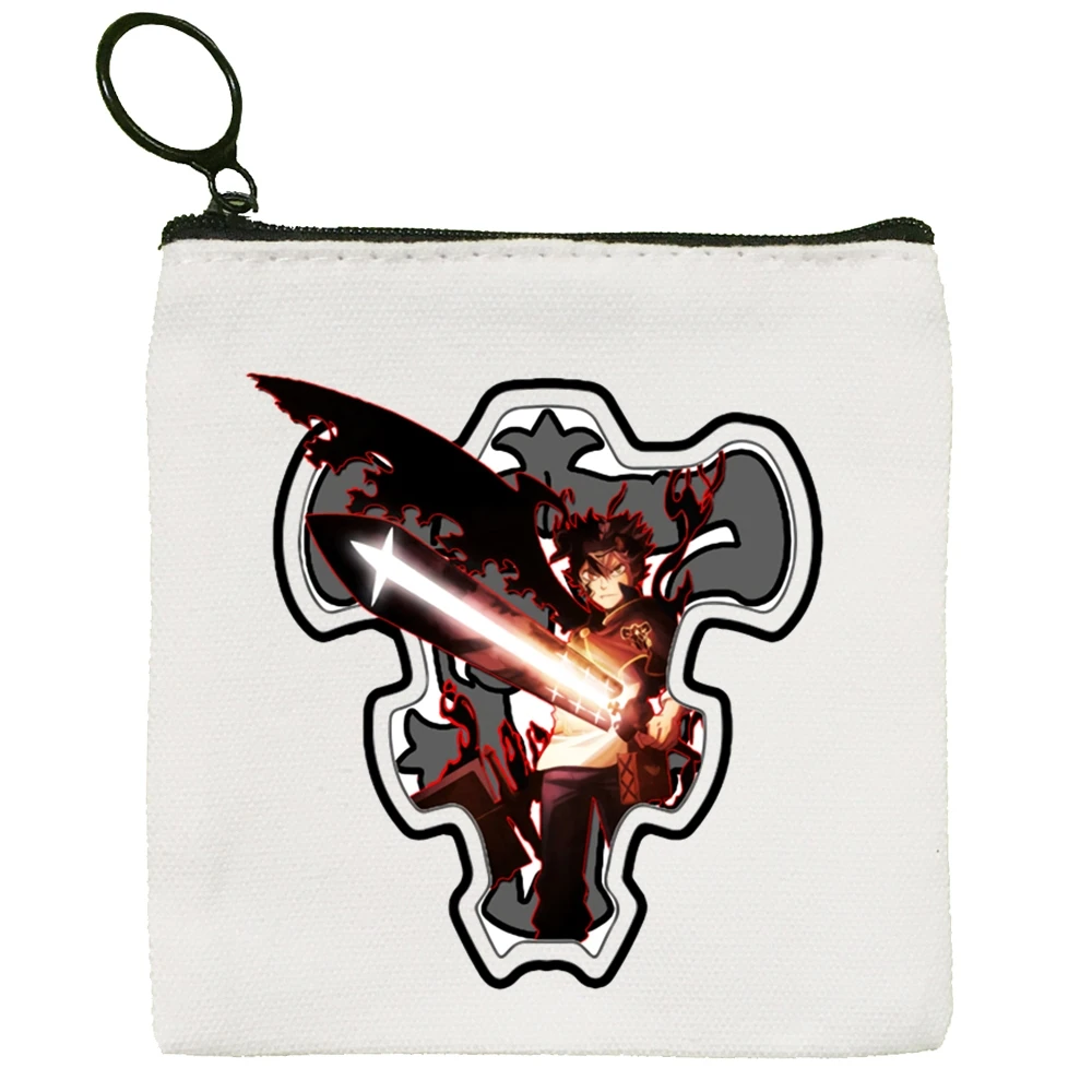 Black Clover Anime Japan Manga Asta Canvas Coin Purse Coin Purse Collection Canvas Bag Small Wallet Zipper Key Bag Hand Gift