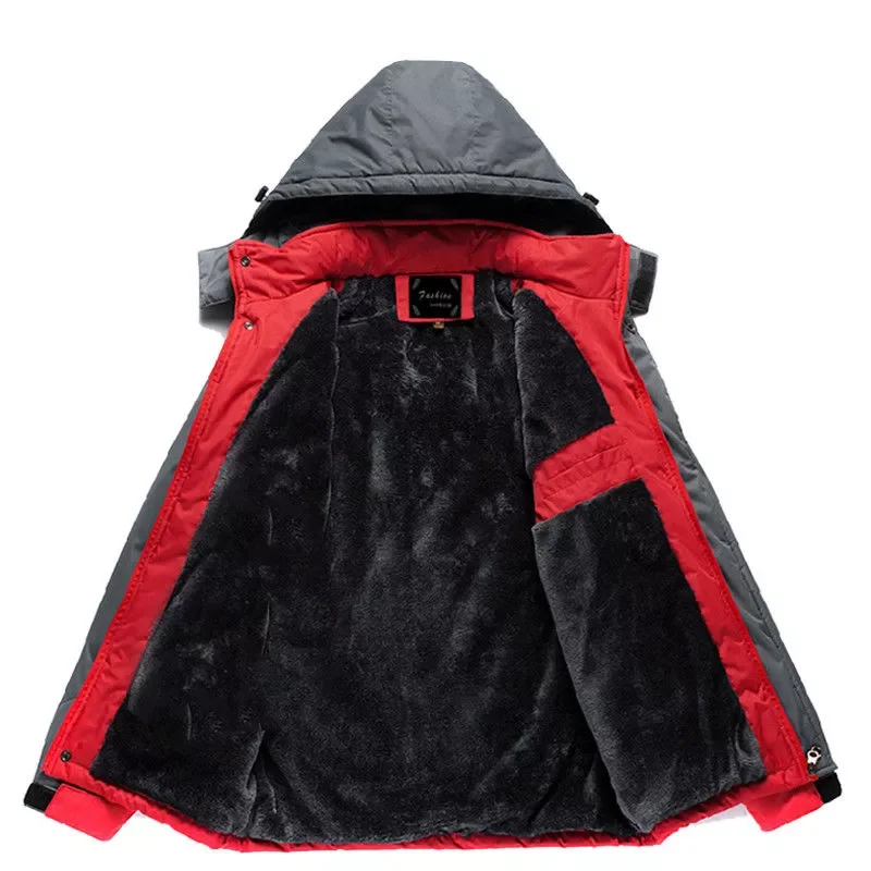 Warm Cotton Coat Large Waterproof Coat Windbreaker Winter Cotton Coat Plush Windproof Outdoor Men's