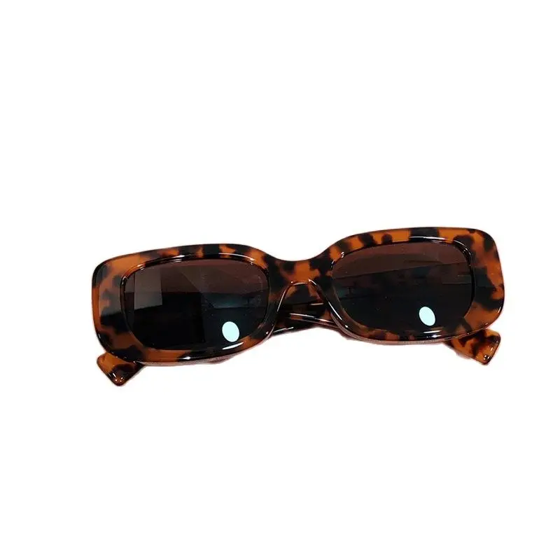 2023 top quality Leopard print square thin face plate sun glasses female fashion trend casual glasses