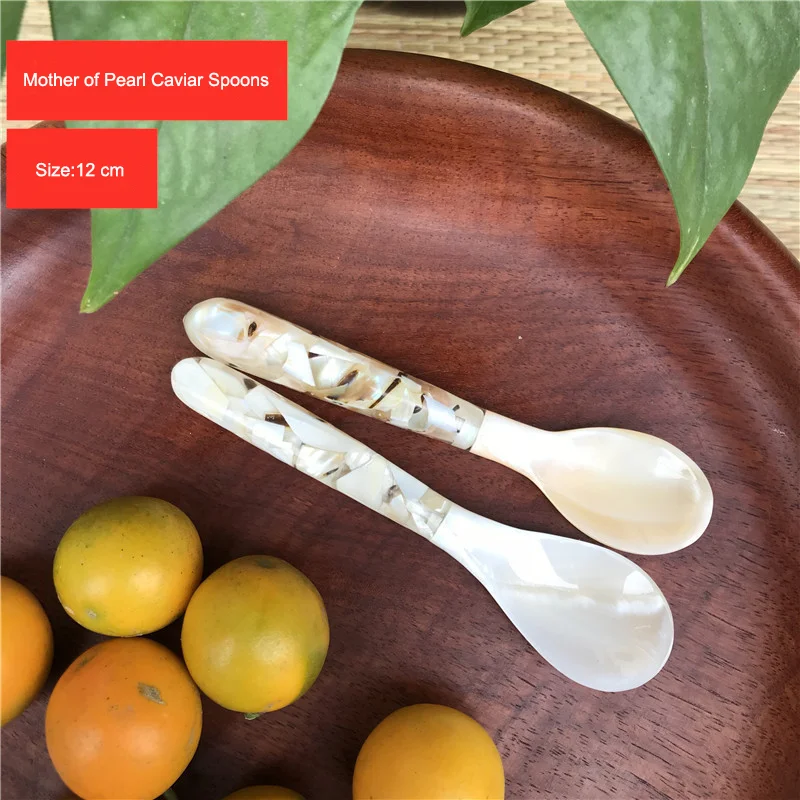 

Natural Shell Spoon Mother of Pearl Fork Ice Cream Dessert, Caviar, Seasoning Condiment Stirring Spoons Teaspoon Kitchen Tools