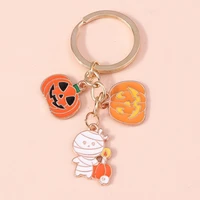 cute halloween pumpkin keychains festival gifts for women men car key handbag pendants keyrings diy handmade jewelry accessories