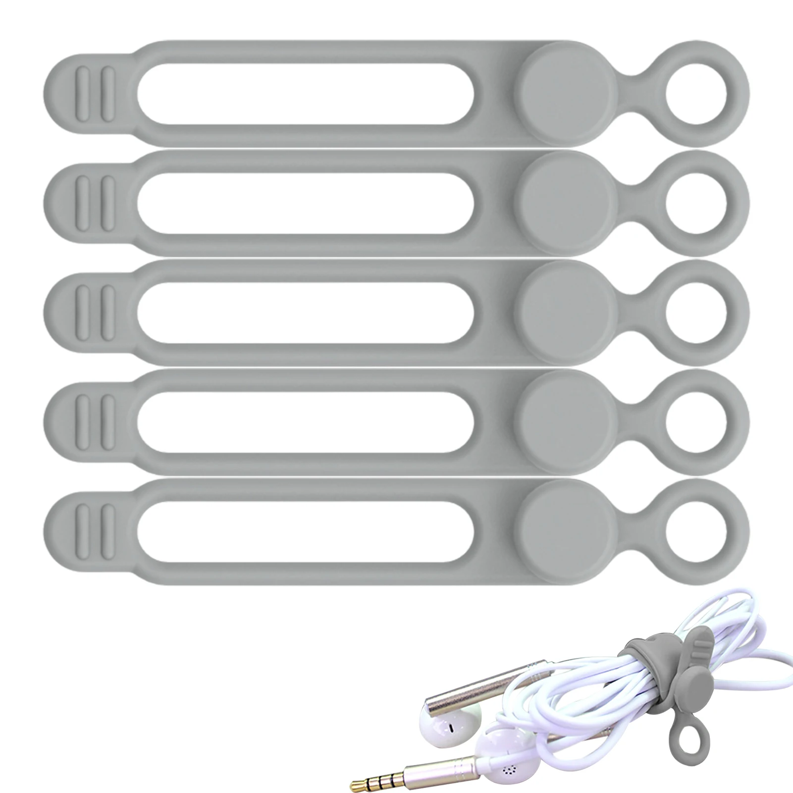 

Силиконовые стяжки для кабелей, мягкие стяжки для проводов, многоразовый органайзер для шнура, 5 шт., пряжка, дизайнерские стяжки для проводо...