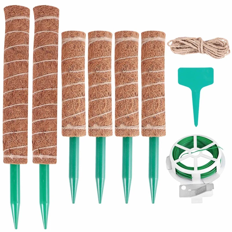 

9Pcs Moss Pole For Climbing Plants, Coir Pole,Plant Support Extension For Monstera Deliciosa, Sphagnum, Pothos