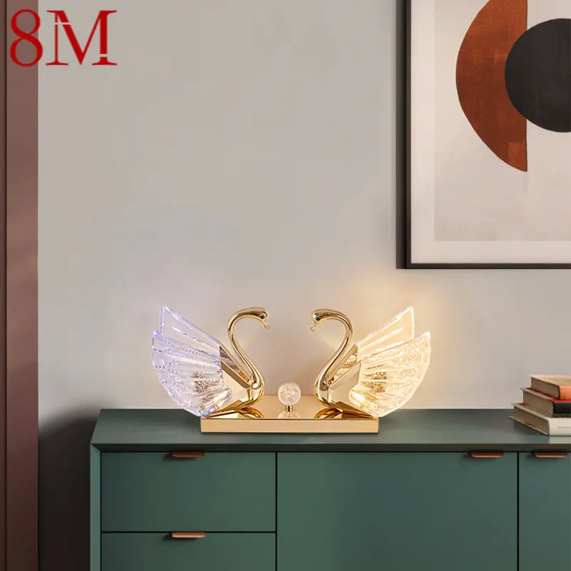 

8M Modern Crystal Swan Table Lamp Creative Design LED Desk Light Decor For Home Living Room