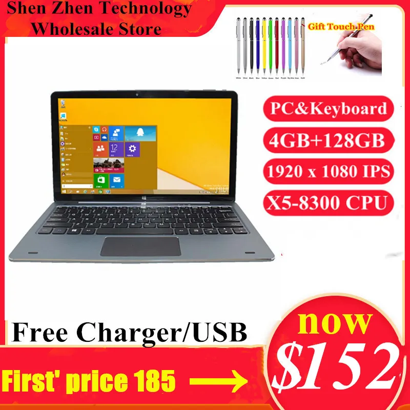 Flash Sales Windows 10 NC01 Tablet PC 11.6 INCH 4GBDDR+128GB  With Pin Docking Keyboard HDMI-Compatible 1920 x 1080 IPS Screen