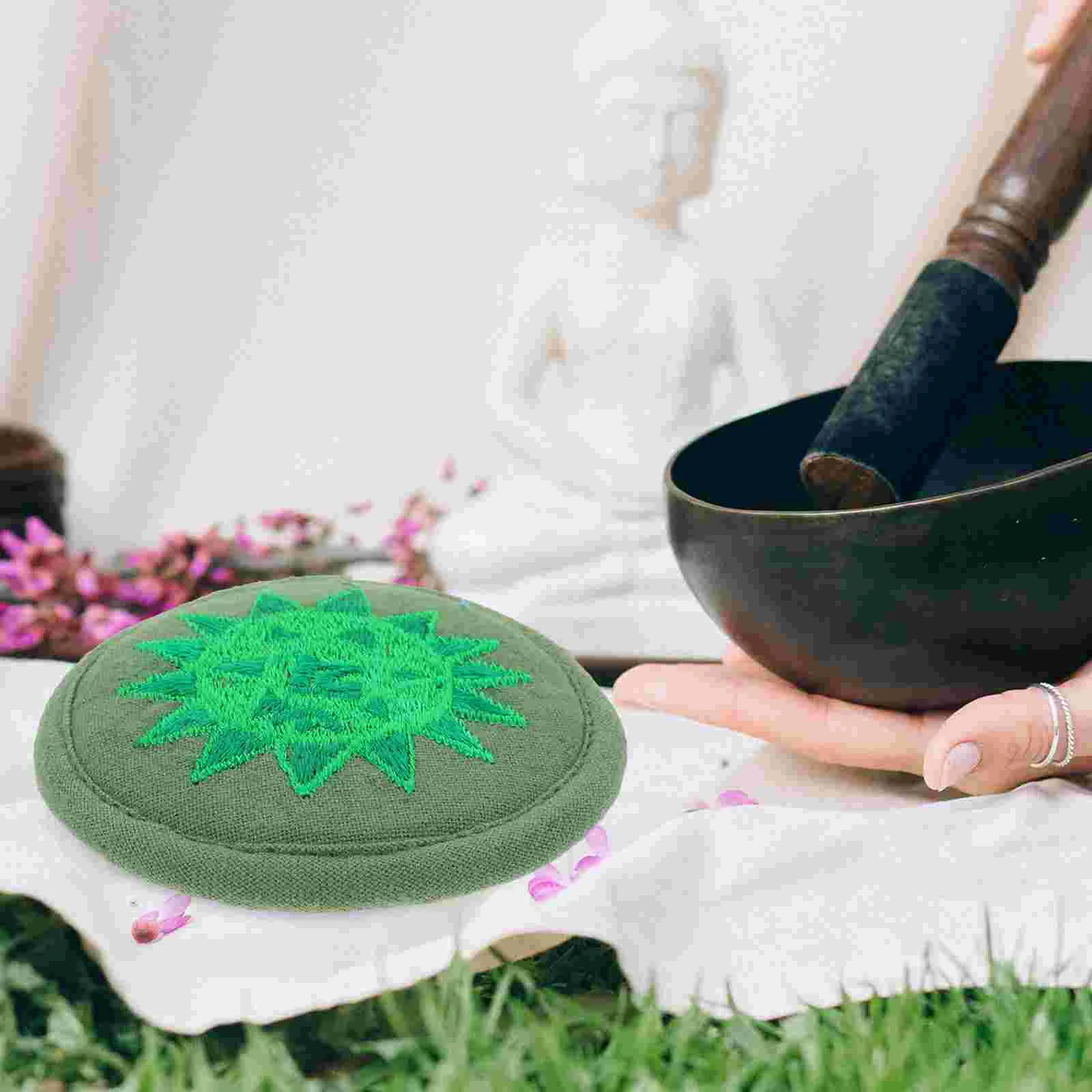 

3 Pcs Bottom Pad Sound Bowl Pad Handmade Rings Diamond Bell Prayer Bowl Cushion Fabric Singing Bowl Cushions Hand Decor