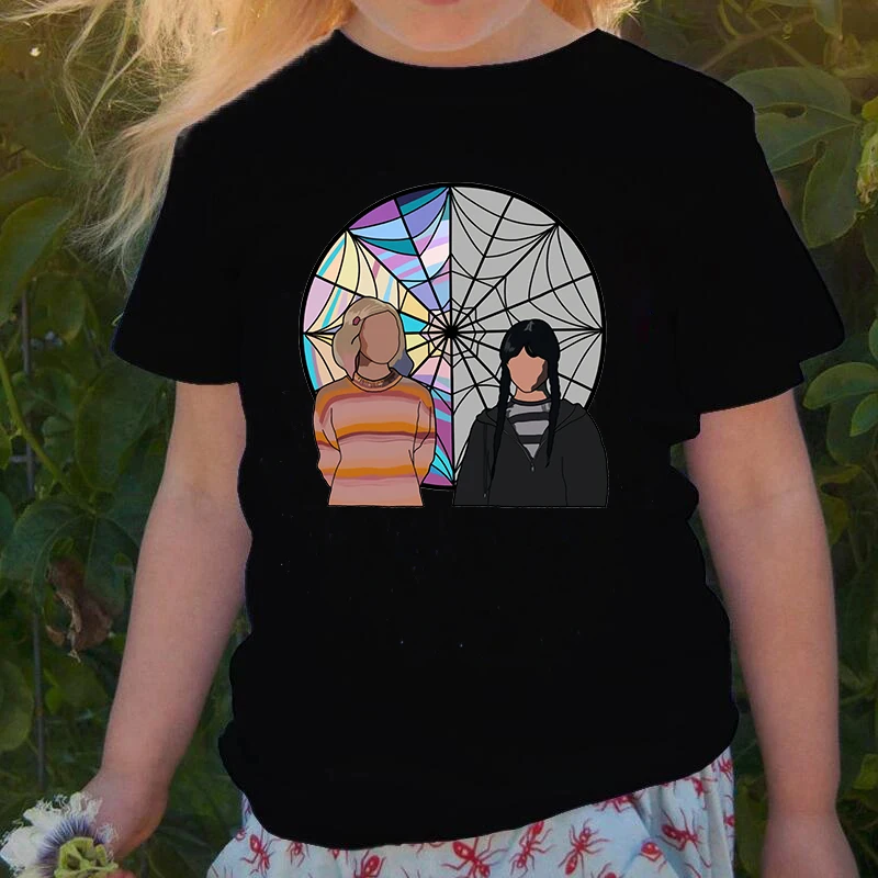 Cartoons Tshirt Wednesday Addams Children T-Shirt I Hate People Clothes Kid Girl Boy Nevermore Academy T Shirt Baby Casual Top