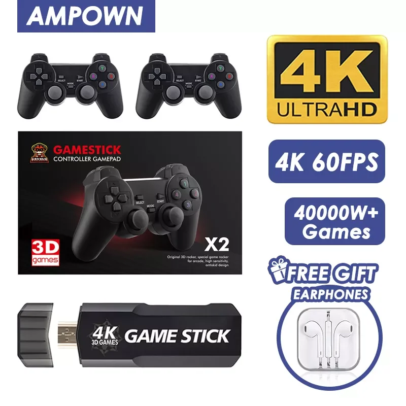 

Retro Game Console 4K 60fps HDMI Output Low Latency TV Game Stick 2.4G Dual Handle Portable Home Game Console For PSP PS1 GBA