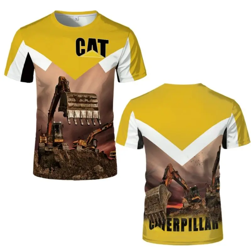 3D Excavator Print Men's T Shirt Fashion Trend Customized Tees Leisure O-neck Oversized Short Sleeve Tops Free Shipping Clothing