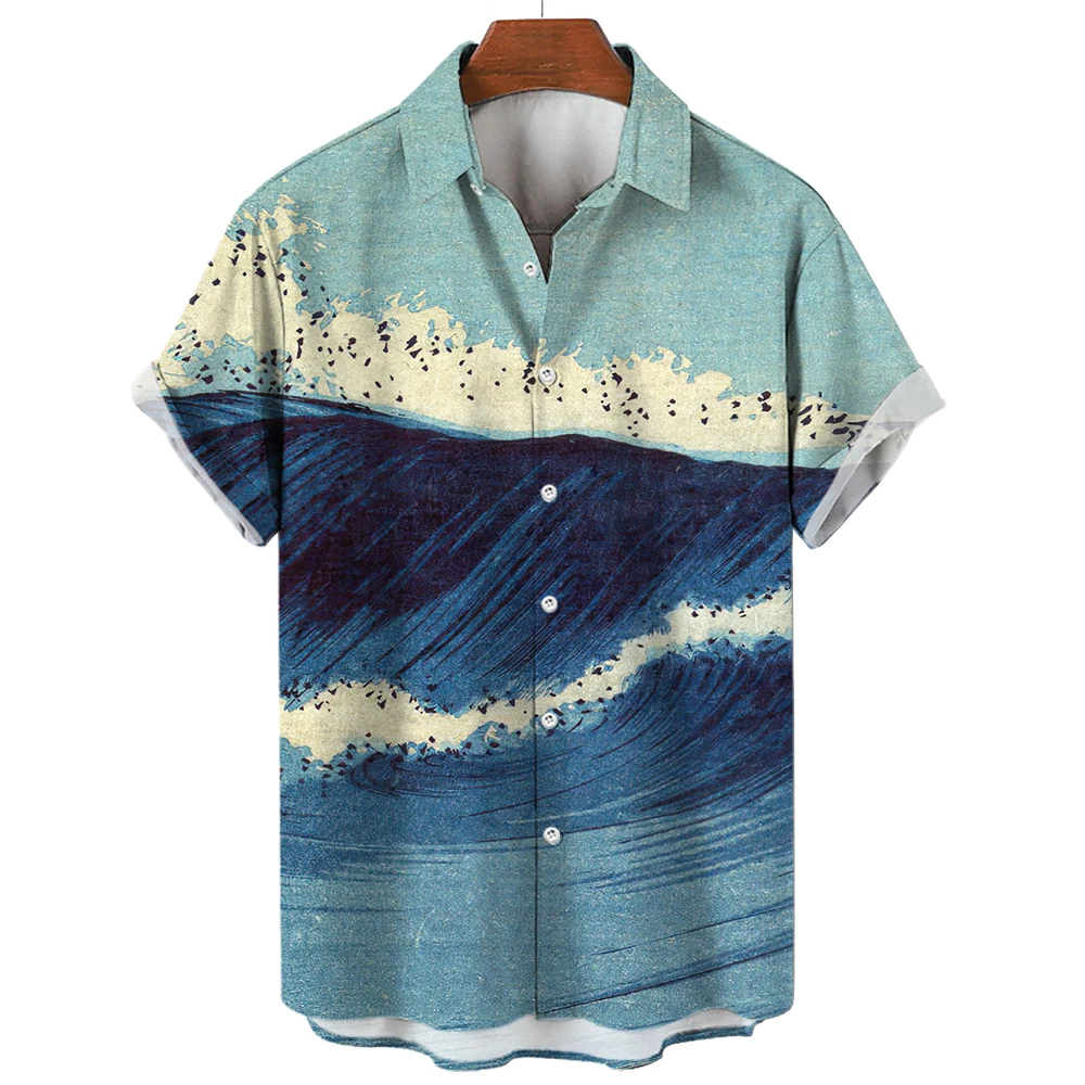 Men's shirt 3D printed Hawaiian shirt casual fashion summer oversized short sleeved lapel loose top