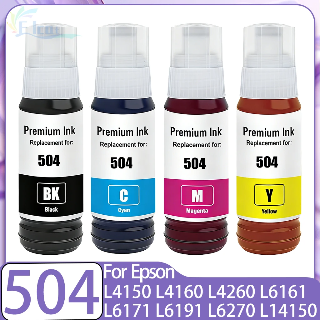 Фото Запасные чернила 504 T504 для Epson 504 T504, чернила премиум-класса, совместимые с принтером Epson Eco Tank L4150 L4160 L4260 L6161 L6171 №1