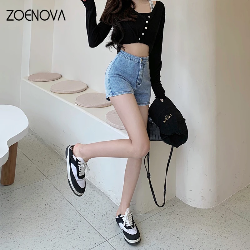 ZOENOVA Maillard Ретро повседневные женские джинсовые шорты летние тонкие модные