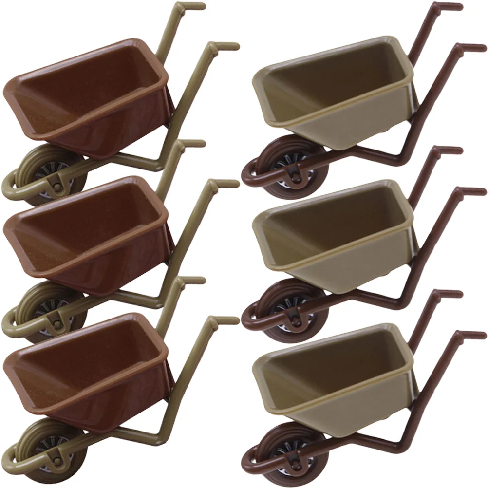 

6 Pcs Mini Wheelbarrow Decoration Mini Toys Wheelbarrow Model Miniature Wheelbarrow Tiny House Accessories