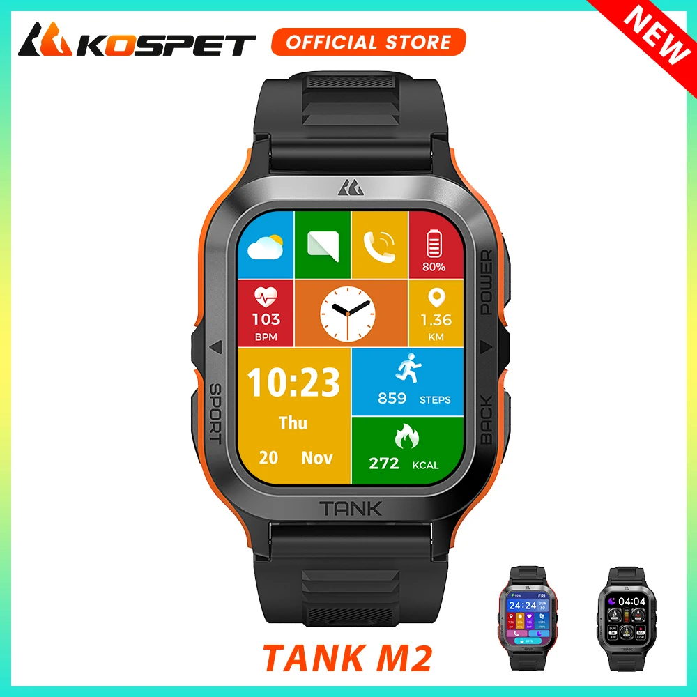 Original KOSPET TANK M2 Ultra Smart Watch Men Military Smartwatch Women Fitness Watches AI Voice 70 Sport Modes IP69K Waterproof - купить по