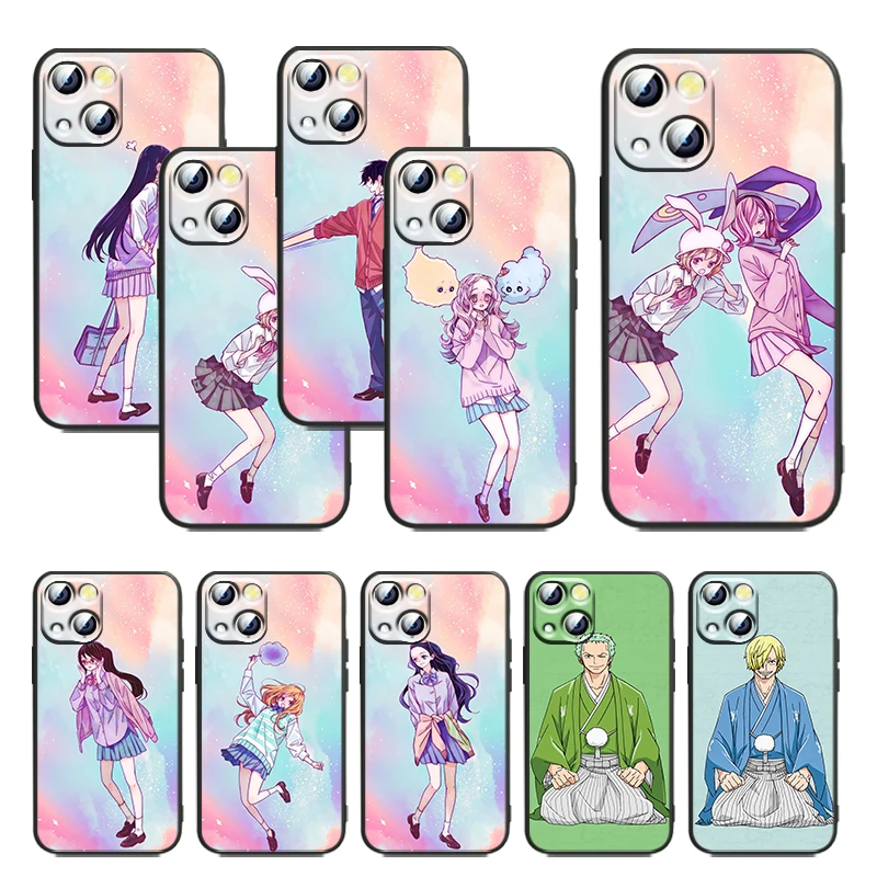

Beautiful one piece For Apple iPhone 11 12 13 Max Mini 5 6 7 8 X XR XS Pro Plus Black luxury Silicone Cover Funda Phone Case