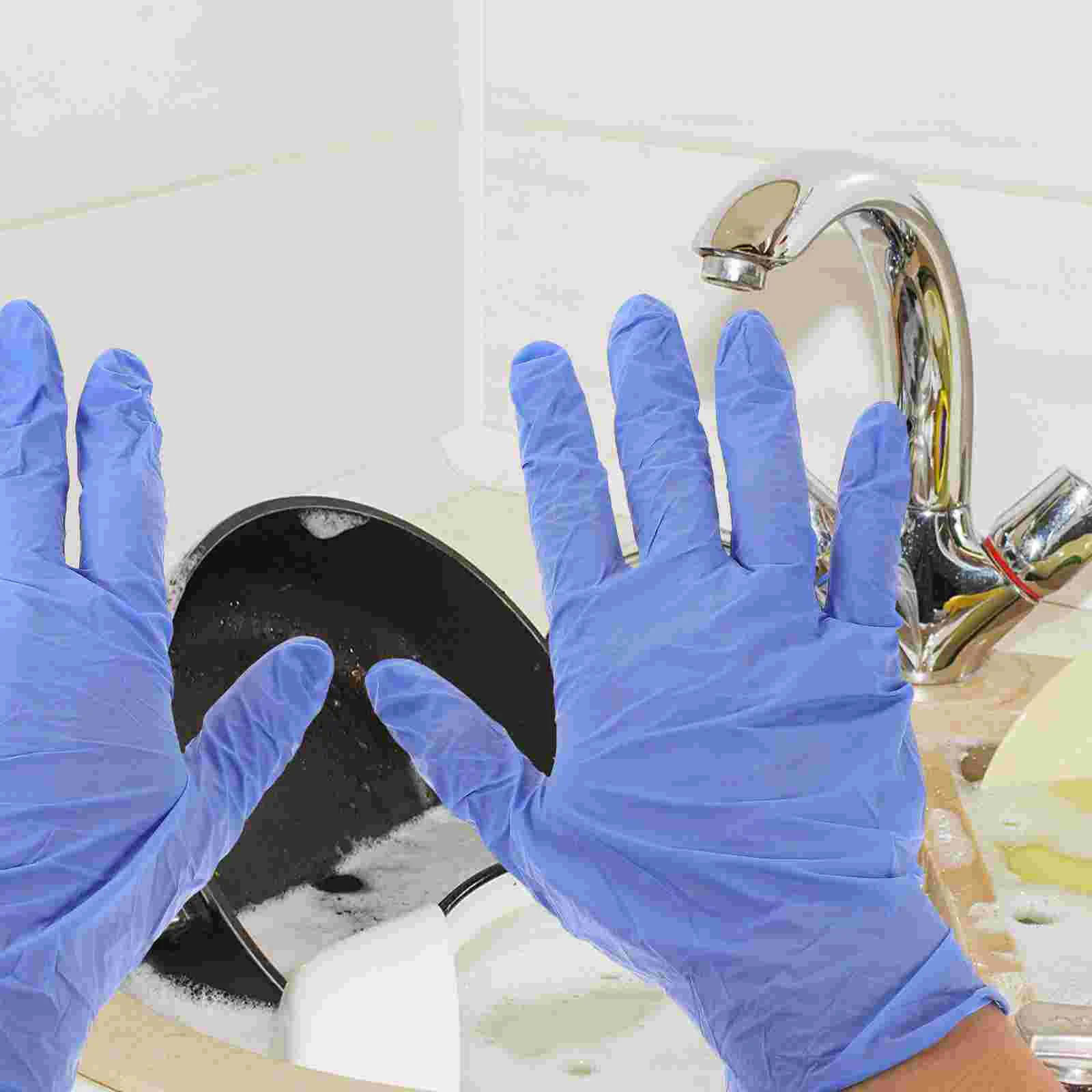 

50 Pairs Gloves Dishwashing Butyronitrile Cleaning Mittens Disposable Heavy Duty Mechanic
