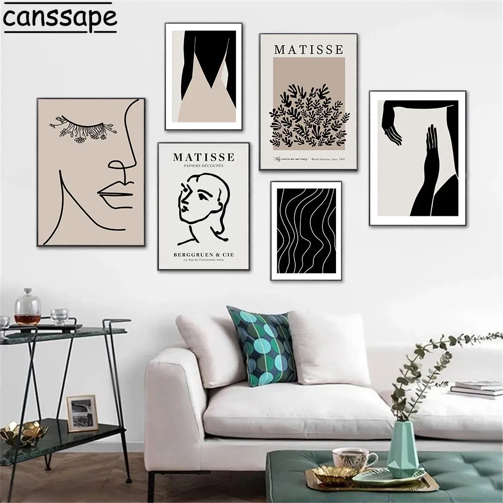 

Matisse Wall Art Decor Abstract Lines Art Prints Face Canvas Painting Woman Print Pictures Nordic Poster Living Room Decoration