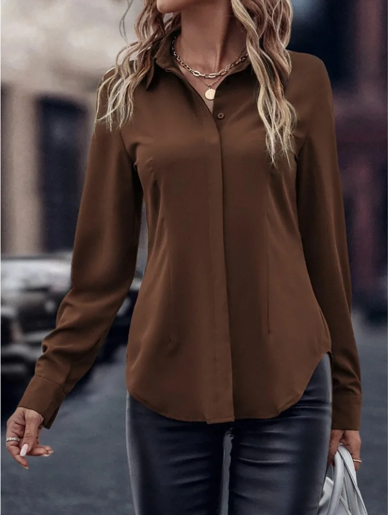 Осенние повседневные женские блузки элегантная атласная многоцветная базовая