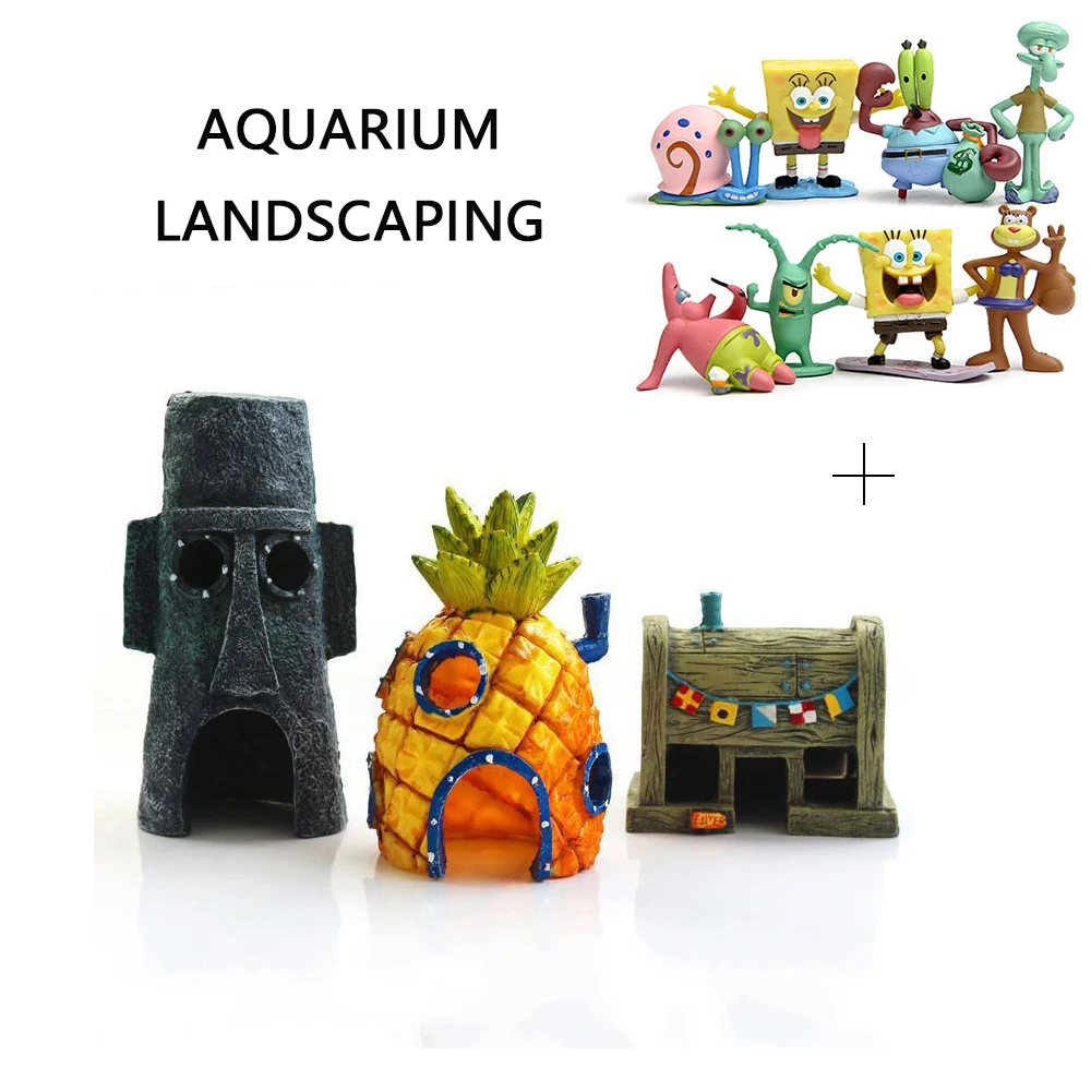 Милый мультяшный аквариум подводные комиксные растения аксессуары для