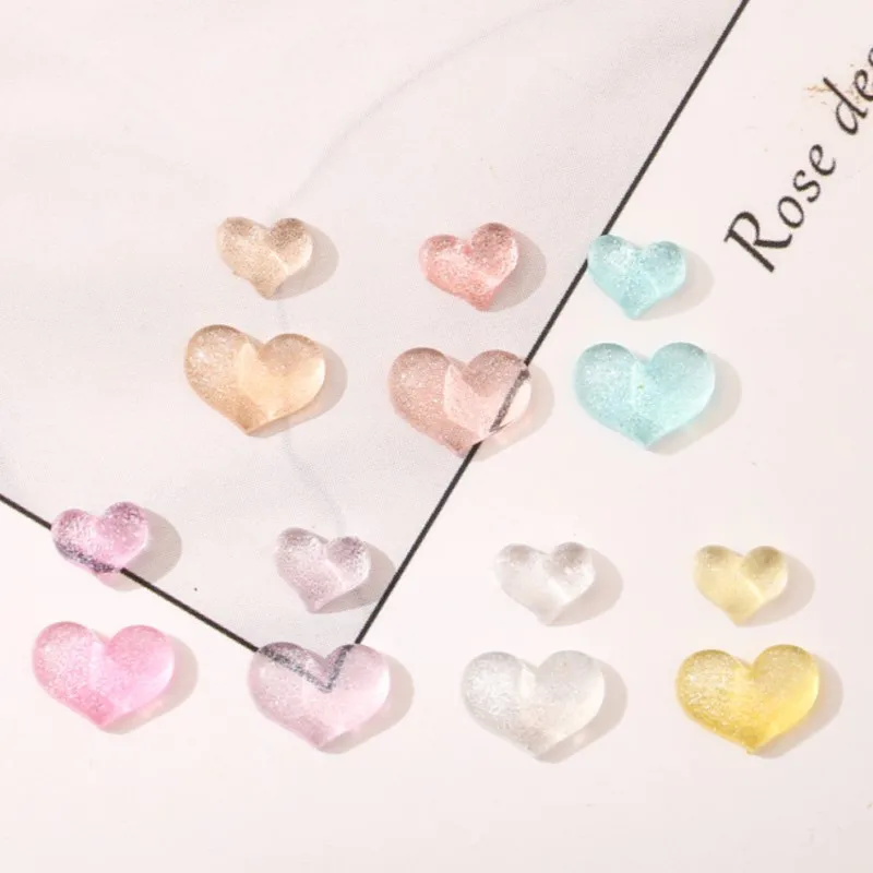 

50pcs/pack Love Colorful Transparent Glossy Small Peach Heart Mix Lovely Pink Shiny Nail Art Decoration Manicure DIY Accessories