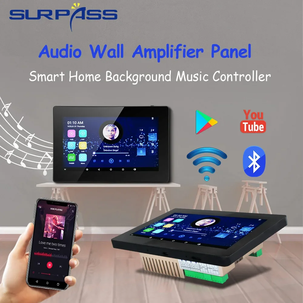 

Android 5.1 Touch Screen Bluetooth WiFi Amplificador Audio In Wall Amp Mobile APP Control Residential Environment Sound System