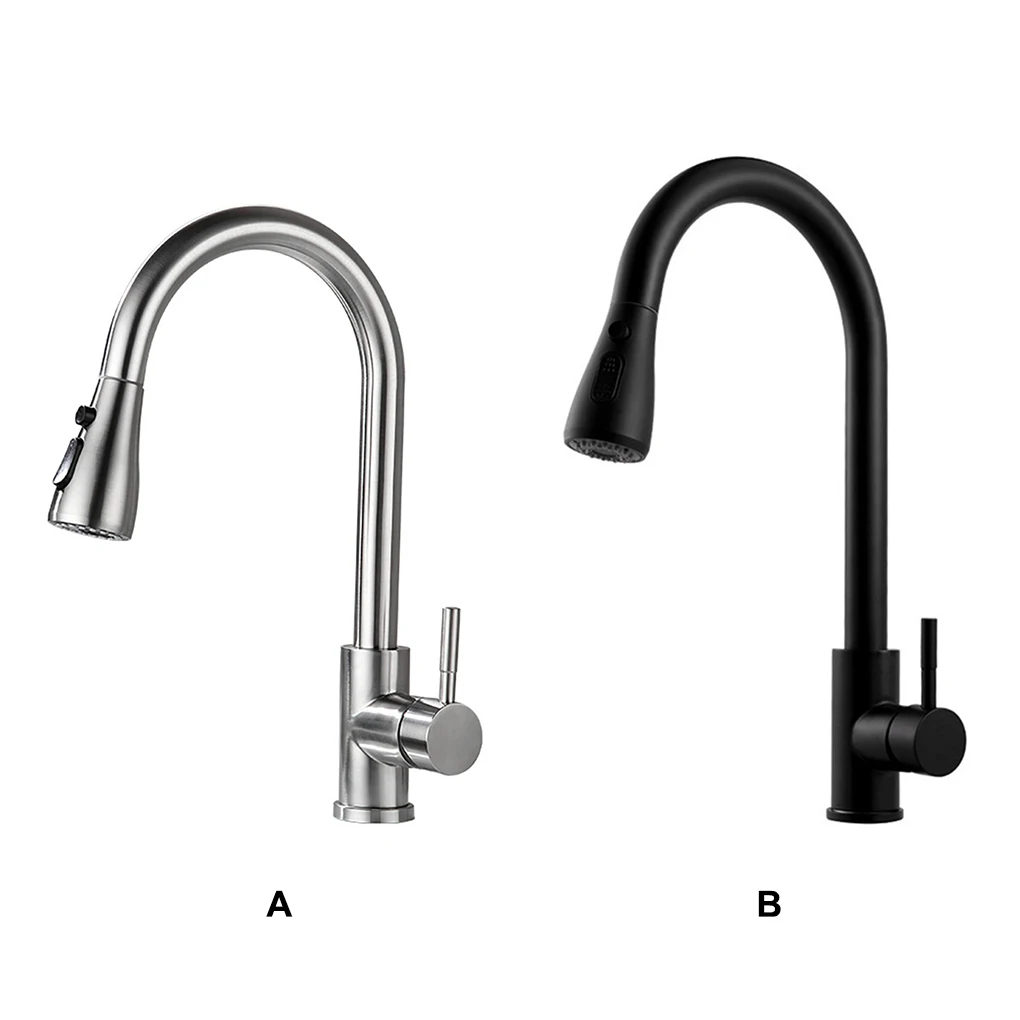 

Смеситель кухонный из нержавеющей стали 304, вращающийся на 360 градусов, брызгозащищенный, черный