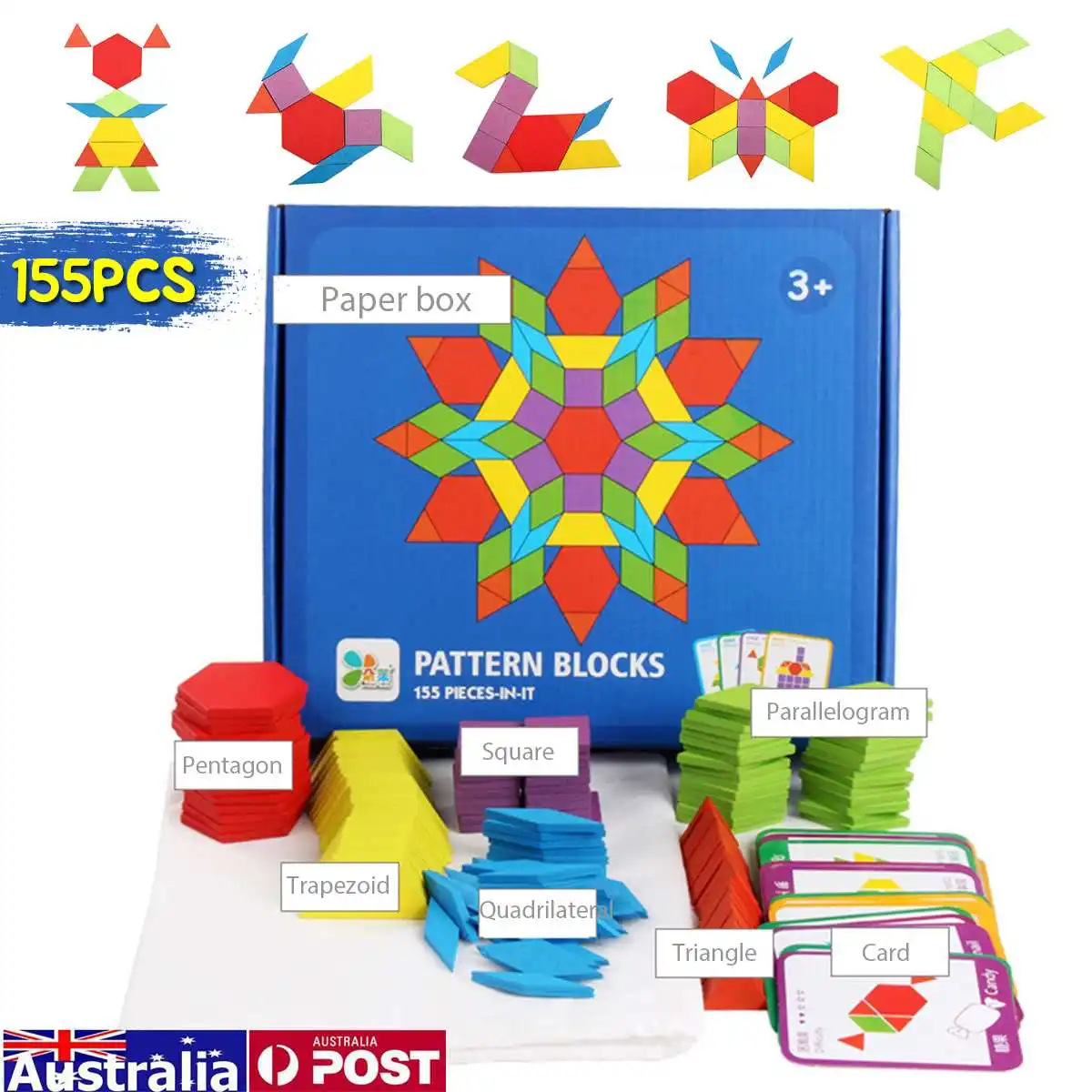 

155Pcs 3D Jigsaw Puzzle Early Childhood Education Geometric Tangram Wooden Game Toys for Children Montessori Learning