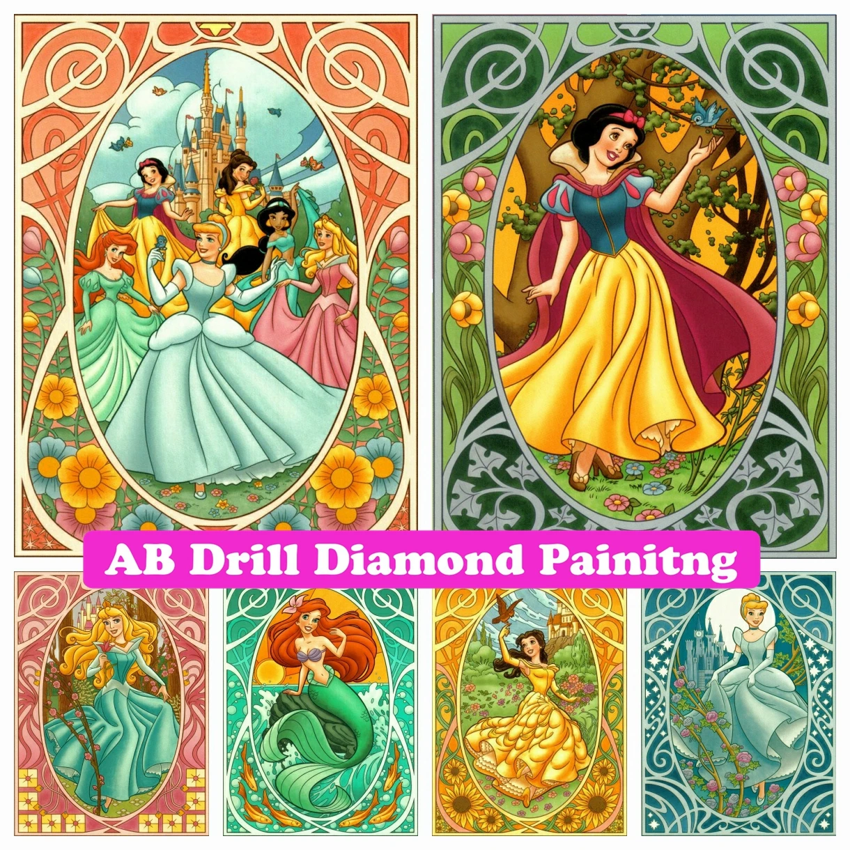 

Disney Princess AB Diamond Painting Handicrafts Cartoon Mosaic Rhinestone Cross Stitch Embroidery Home Decor Children's Gift