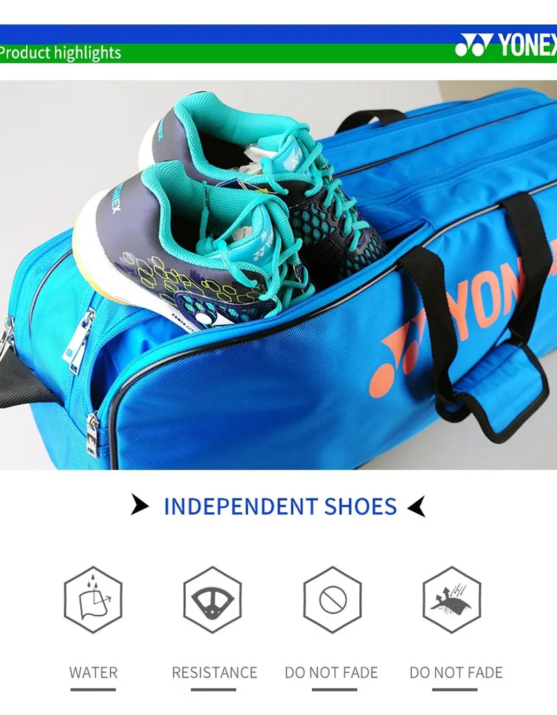 Genuine YONEX Waterproof Badminton Racket Bag Big Tennis Bag Brand Backpack New Sports Multi-function Badminton Bag 73*18*31cm