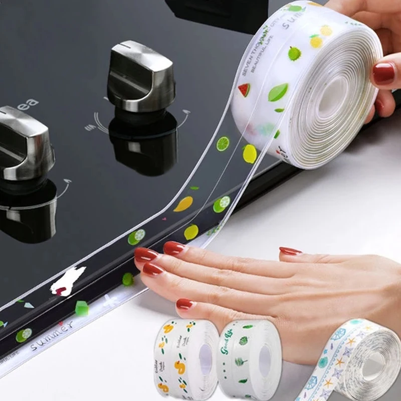 

3.8cmx1m Shower Sink Bathtub Seal Strip Bathroom Kitchen Caulking Strip Self-Adhesive Waterproof Wall Sticker Sink Edge Tape